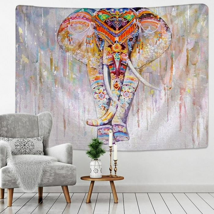 Elephant Pattern Tapestry Wall Hanging Tapis Cloth