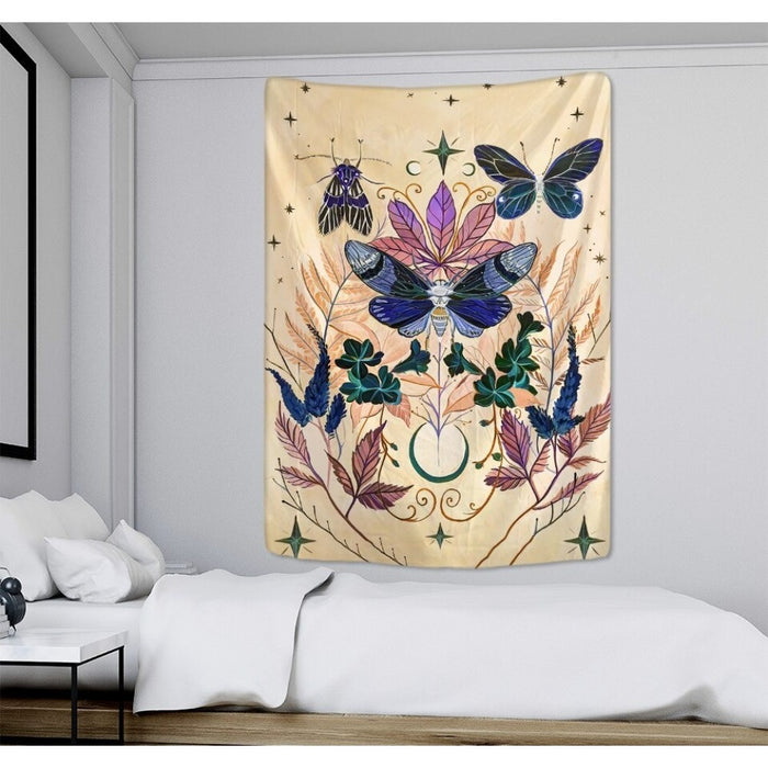Colorful Butterfly Mushroom Tapestry Wall Hanging Tapis Cloth