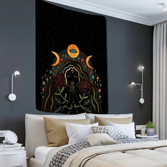 Moon Phase Mandala Tapestry Wall Hanging Tapis Cloth