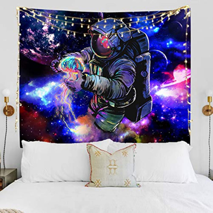 Astronaut Tapestries Wall Tapestry Bohemian Hippie Tapestry Fantasy Space Tapestry Wall Hanging Trippy Galaxy Planet Wall Art for Dorm Decorations