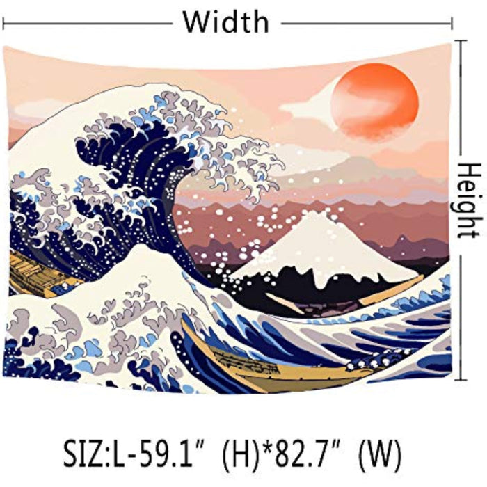 The Great Wave Tapestry, Mount Fuji Wall Tapestry, Japanese Ocean Wave Tapestry Hanging for Living Room Bedroom Dorm Decor