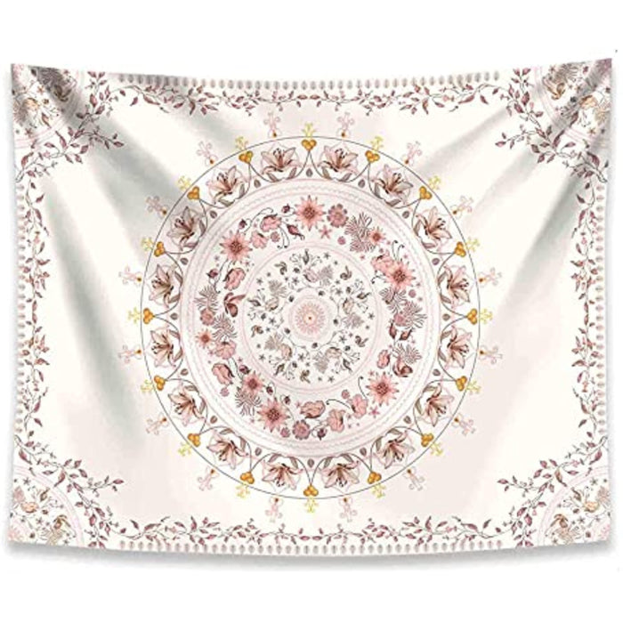 Sketched Butterfly Floral Medallion Tapestry, Bohemian Mandala Wall Hanging Tapestries, Indian Art Print Mural for Bedroom Living Room Dorm Home Decor