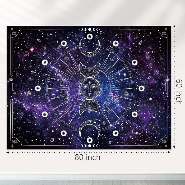 Space Tapestry Wall Hanging Sun Moon Stars Space Psychedelic Tapestries Wall Tapestry for Bedroom Aesthetic Home Wall Dorm Decor
