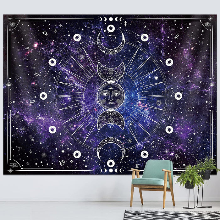 Space Tapestry Wall Hanging Sun Moon Stars Space Psychedelic Tapestries Wall Tapestry for Bedroom Aesthetic Home Wall Dorm Decor