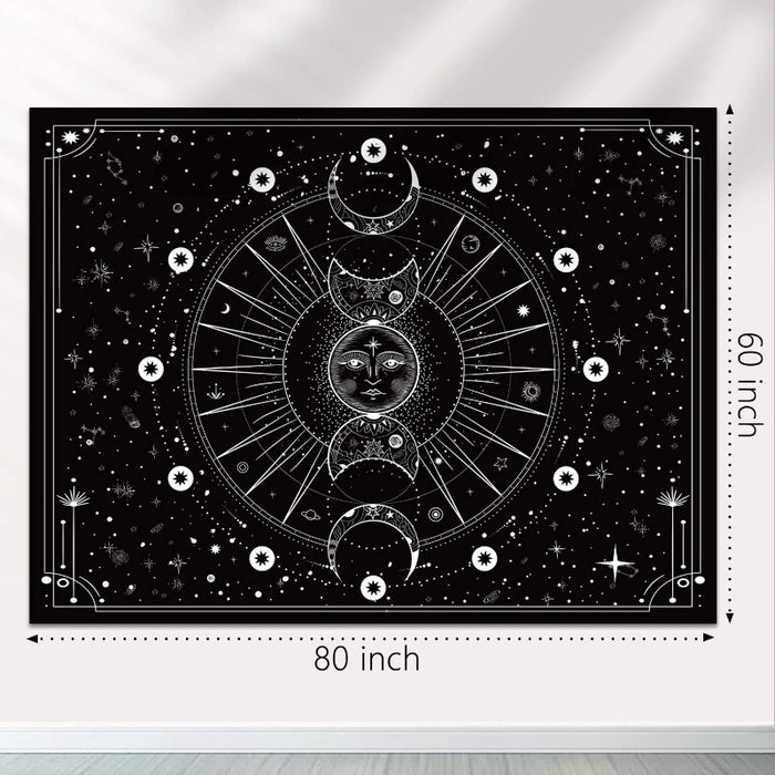 Sun Moon Tapestry Wall Hanging Stars Space Psychedelic Black And White Wall Tapestry Wall Tapestry For Bedroom Home Wall Drom Decor