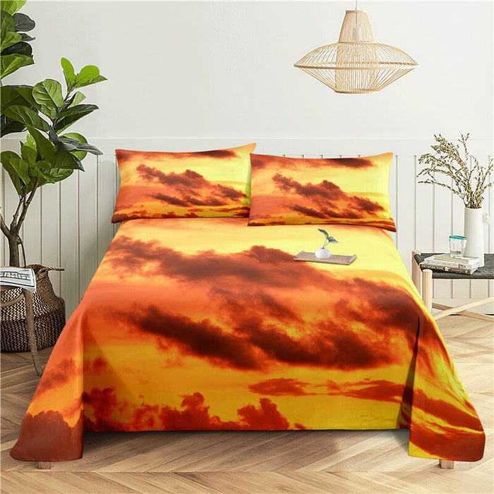 Printed Rosy Clouds Bedding Set