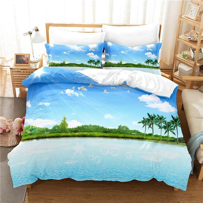 3D Mountain Lake Bedding Duvet Cover Set