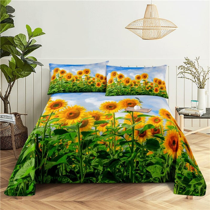 Sunflower Print Bedding Set