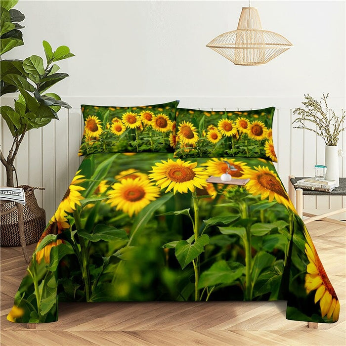 Sunflower Print Bedding Set