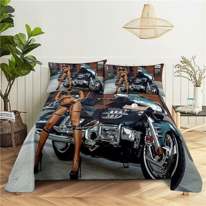 Motorcycle Bed Flat Bedding Set