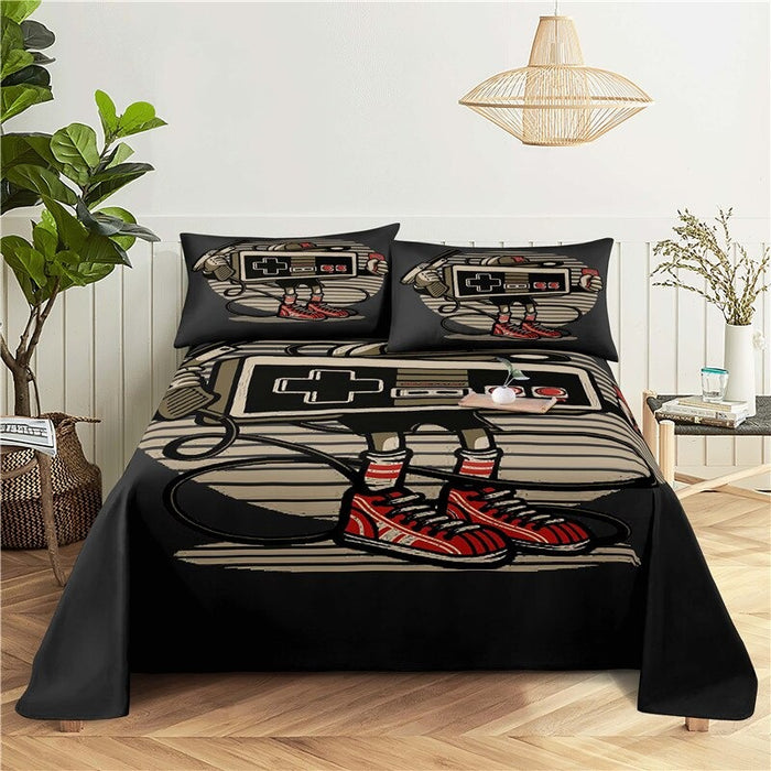 Game Handle Printed Bed Flat Bedding Set