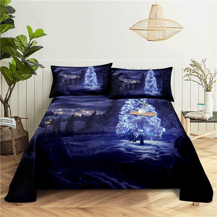 Snow Scene Printed Polyester bedding Set