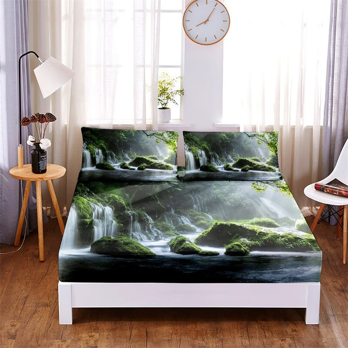 Charming Forest Polyester Printed Fitted Bedding Set