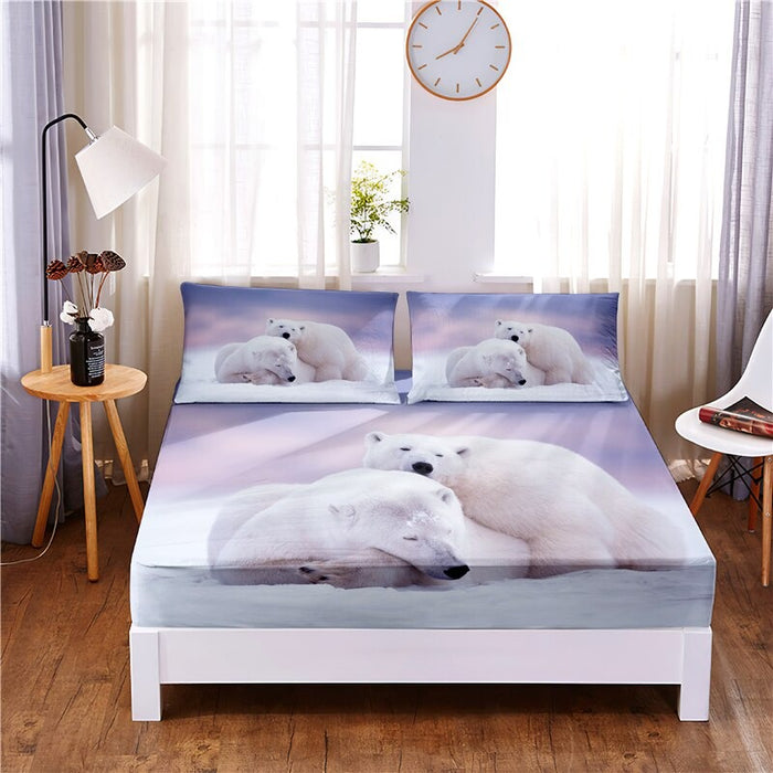 Arctic Animals Digital Printed Fitted Sheet Mattress Cover