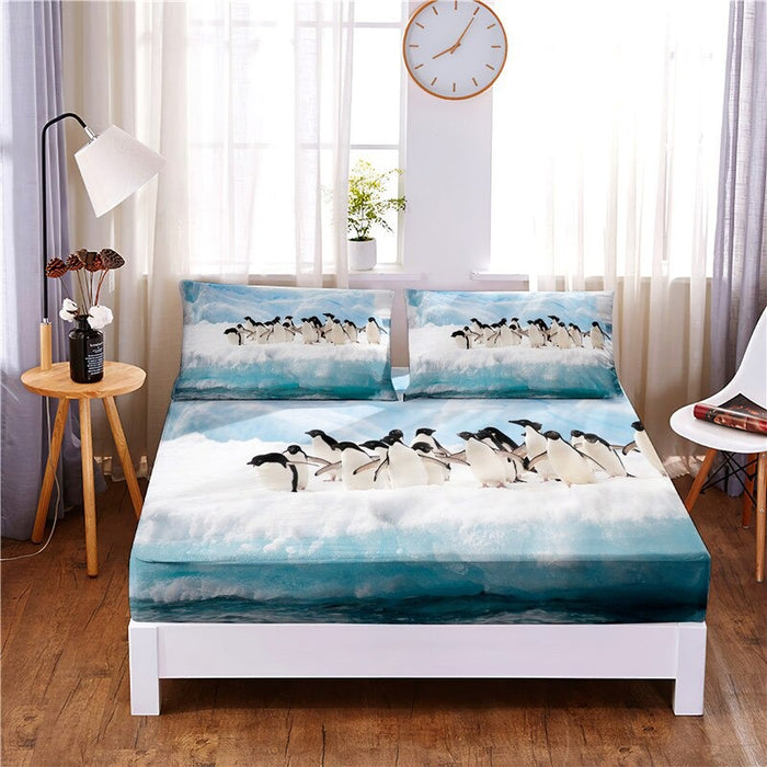 Arctic Animals Digital Printed Fitted Sheet Mattress Cover