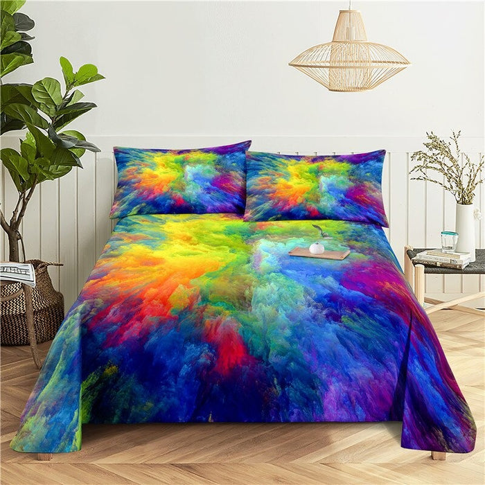 Color Painted Bed Flat Bedding Set