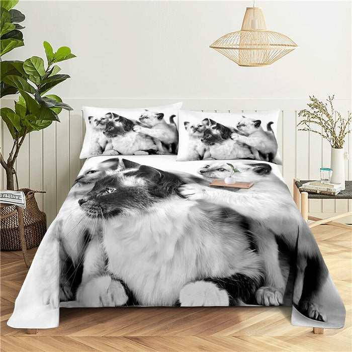 White Cat Bedding Set
