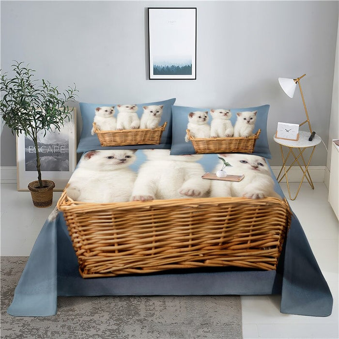 Printed Kitten Bedding Set