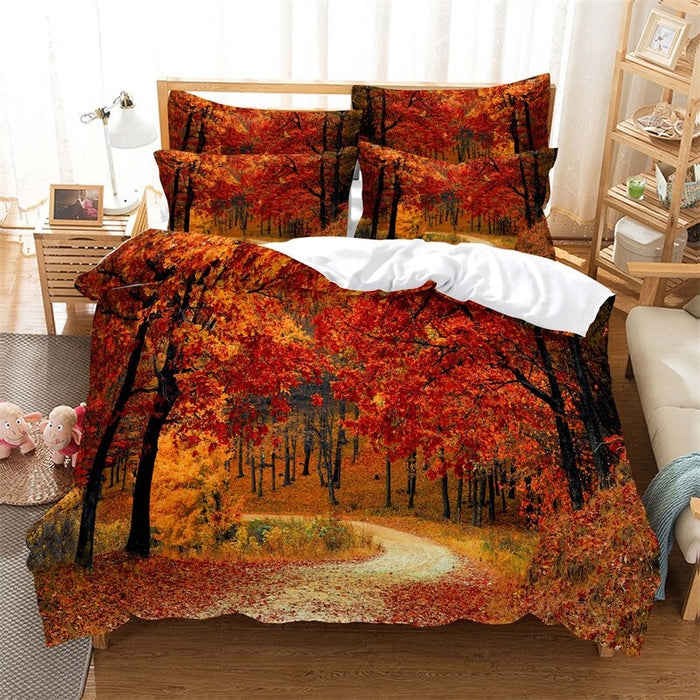 Colorful Trees Print Bedding Set