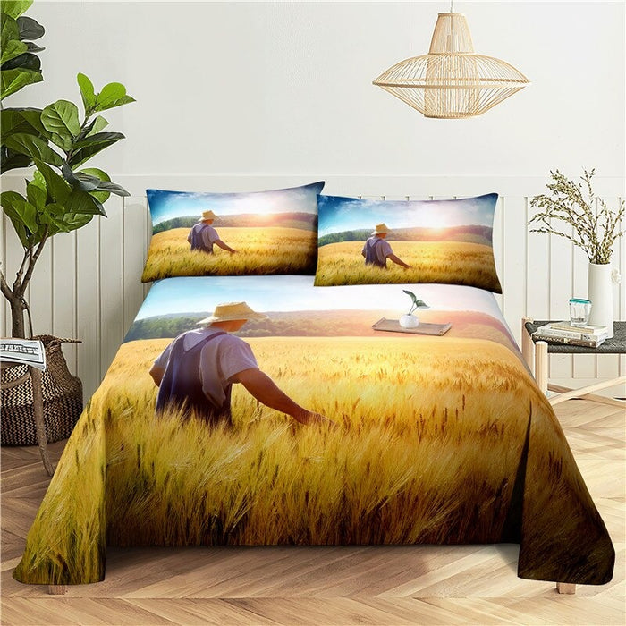 Open Farm Scenery Print Bedding Sheet Set