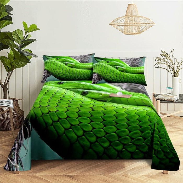 Green Snake Printed Bedding Set