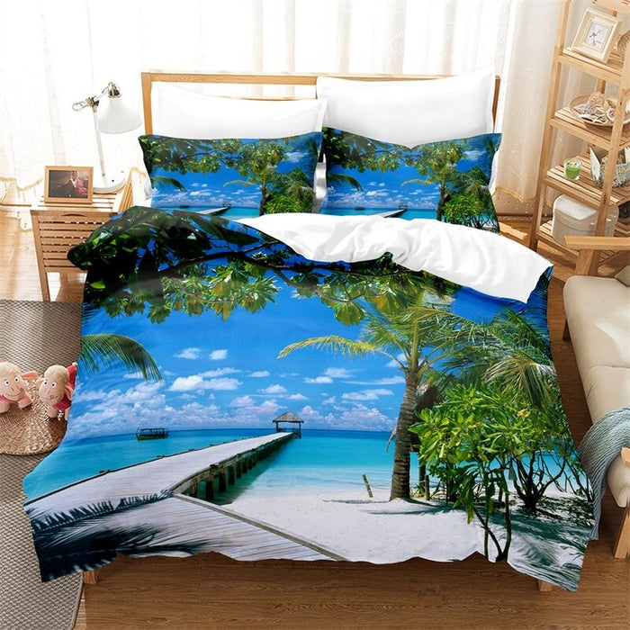 Ocean Scenery Duvet Cover Sheet Bedding Set