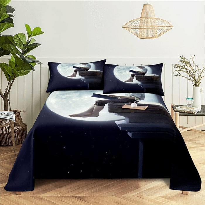 Printed Night View Scene Bedding Set