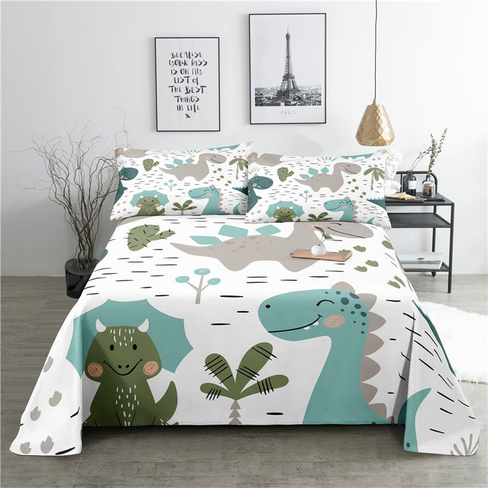 Cartoon Print Bed Flat Bedding Set