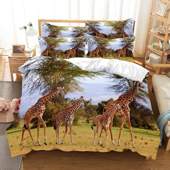 Giraffe Family Print Duvet Cover Set
