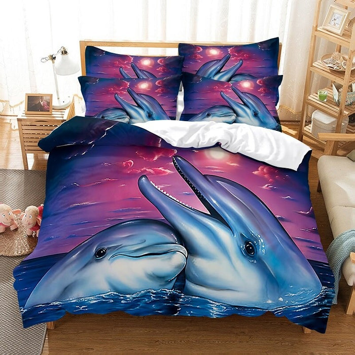 Lovely Dolphin Digital Print Duvet Set