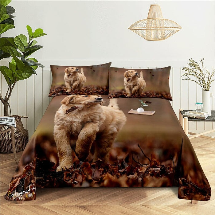 Golden Hair Dog Printed Bedding Set