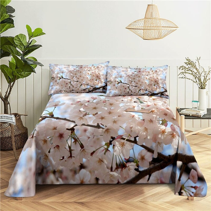 Cherry Blossoms Print Bedding Sheet Set