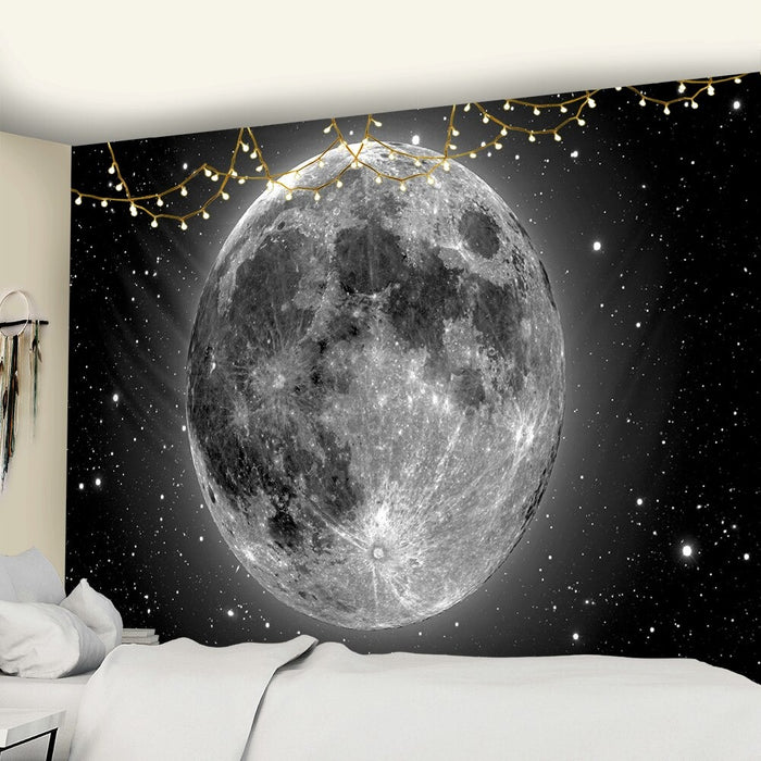 Black and White Moon Tapestry Wall Hanging Tapis Cloth