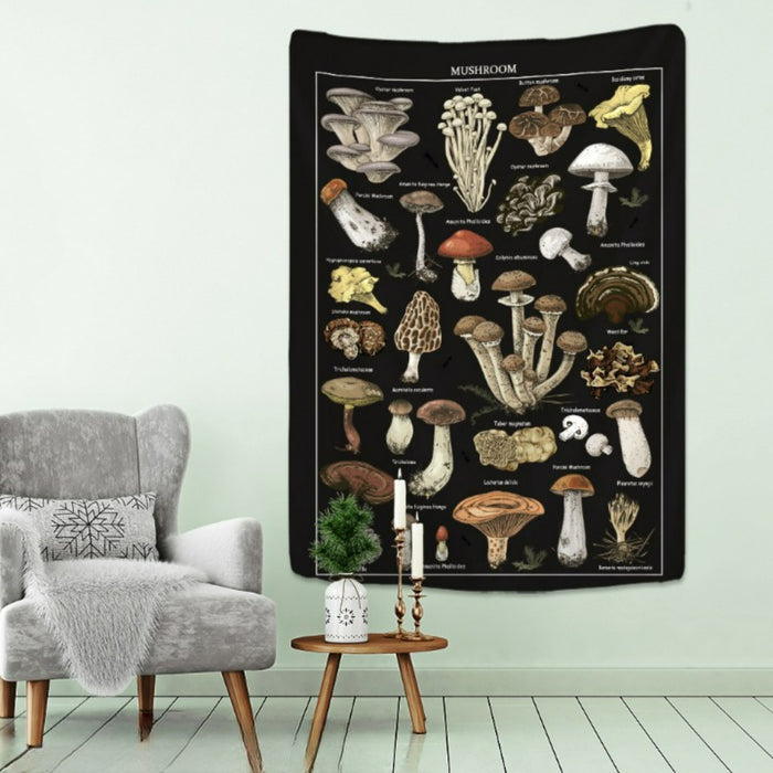 Black Mushroom Example Image Tapestry Wall Hanging Tapis Cloth