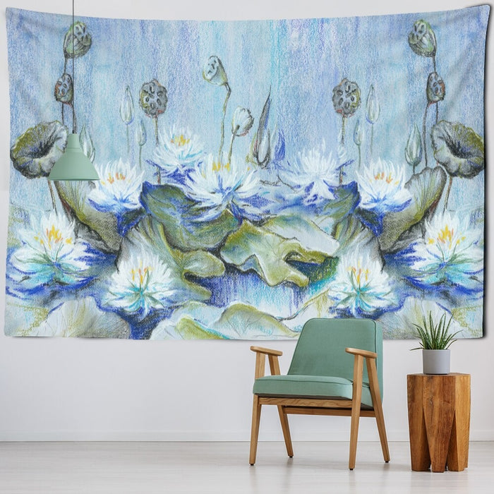 Lotus Oil Panting Tapestry Wall Hanging Tapis Cloth