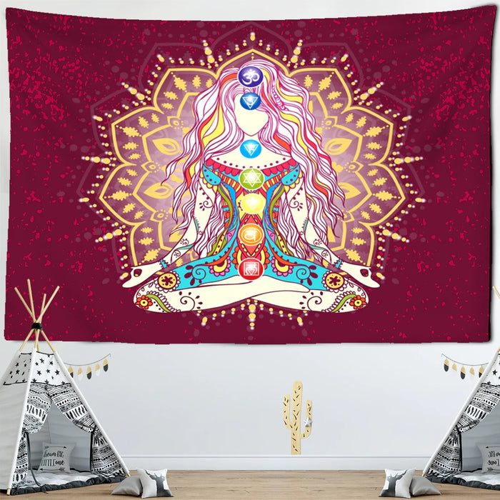 Body Chakras Tapestry Wall Hanging Tapis Cloth