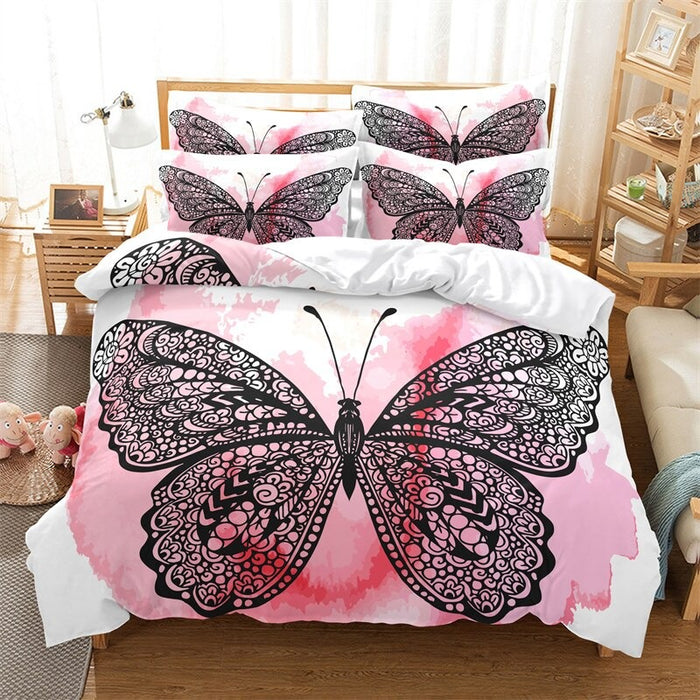 Colorful Butterfly Print Bedding Set