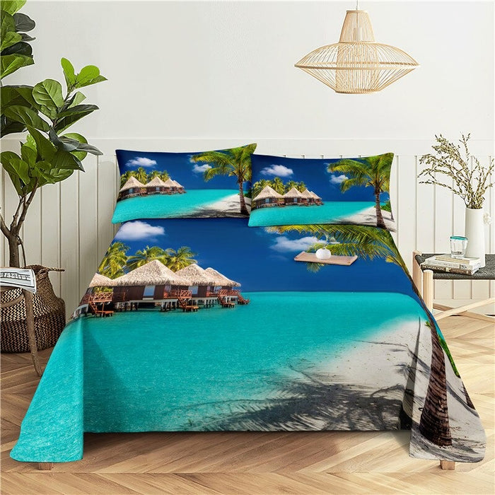 3D Beach Printed Bedding Duvet Set