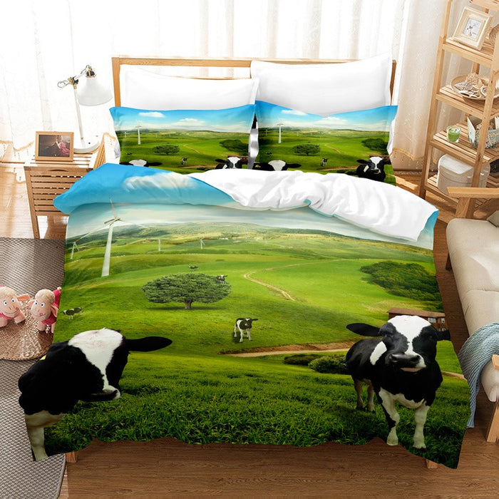 Printed Grass Land Scenery Bedding Set