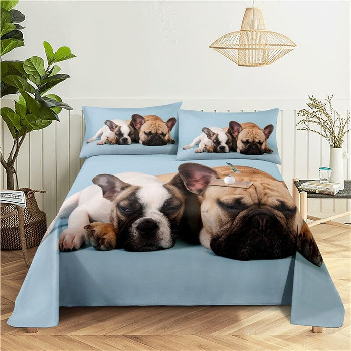Dog Woof Printed Flat Bedding Set