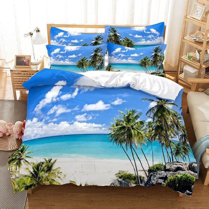 Sea Coconut Tree Duvet Cover Set
