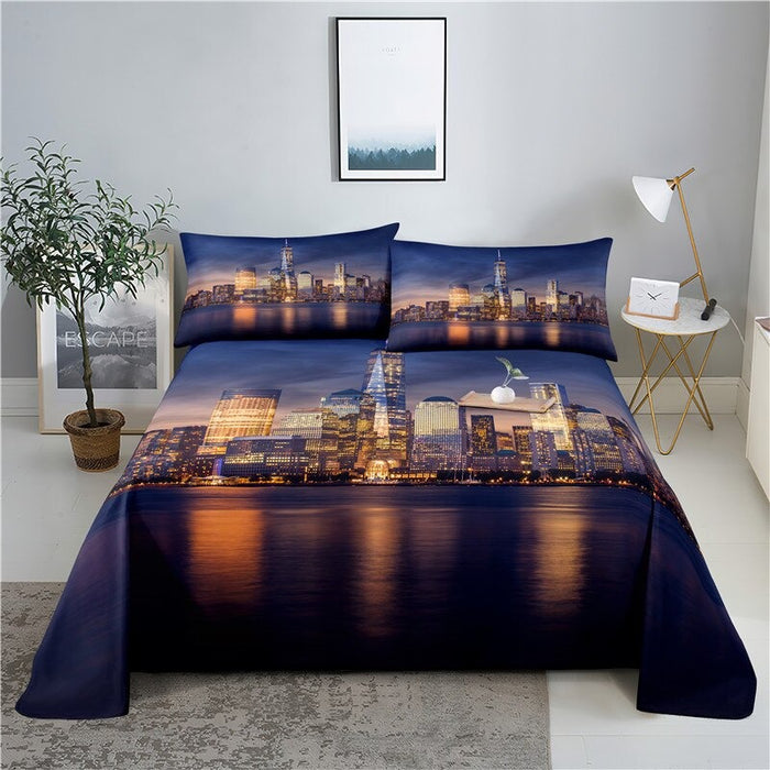 Printed City Lighting View Bedding Set