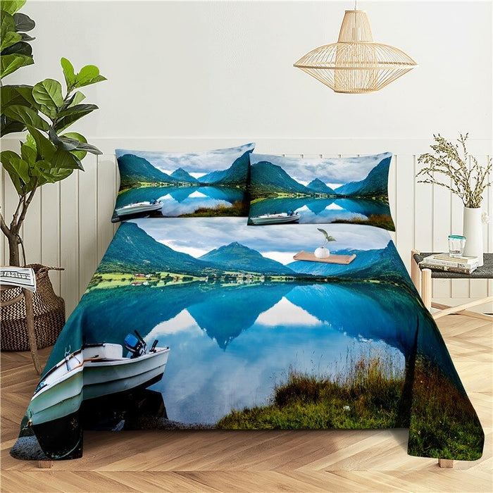 Coastal Scenery Printed Bedding Set