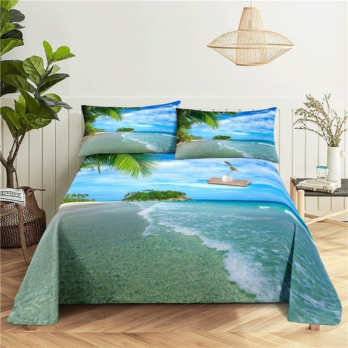Seaside Beach Print Bedding Set