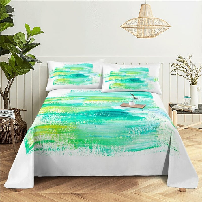 Color Painted Bed Flat Bedding Set