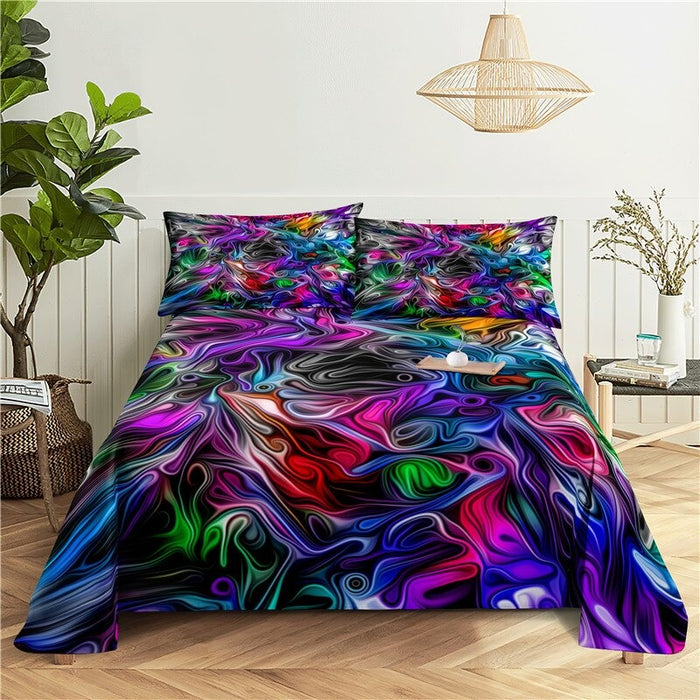 Camouflage And Pattern Color Printed Bed Flat Bedding Set