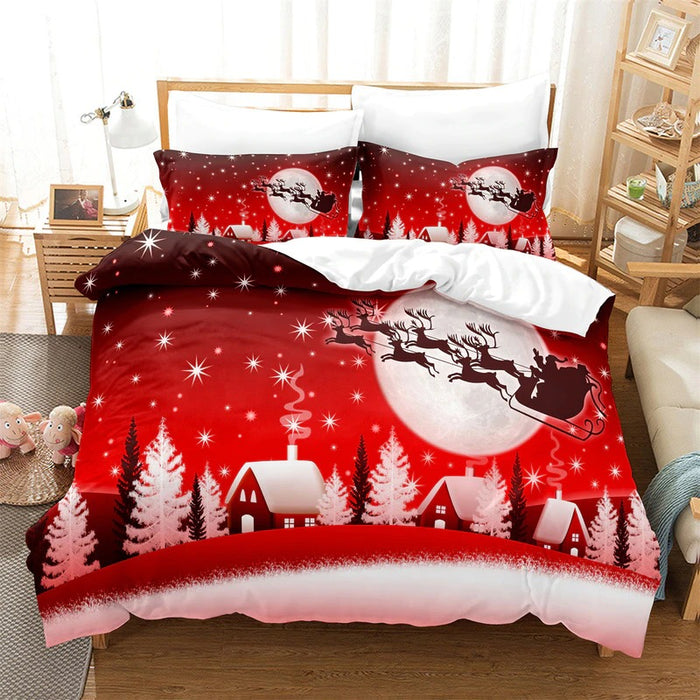 Cartoon Christmas Digital Printed Bedding Set