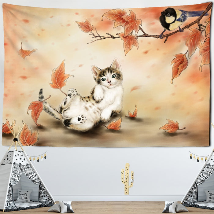 Baby Cat Printed Tapestry Wall Hanging Tapis Cloth