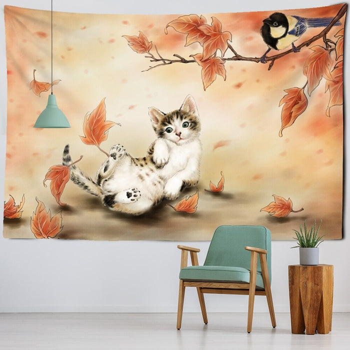 Cartoon Cat Tapestry Wall Hanging Tapis Cloth