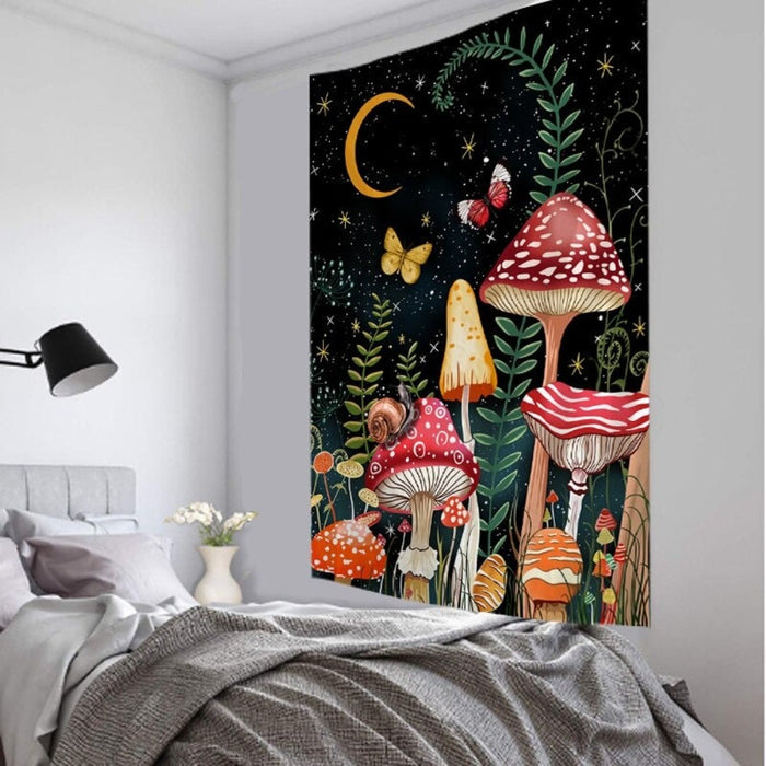 Cartoon Snail Mushroom Tapestry Wall Hanging Tapis Cloth